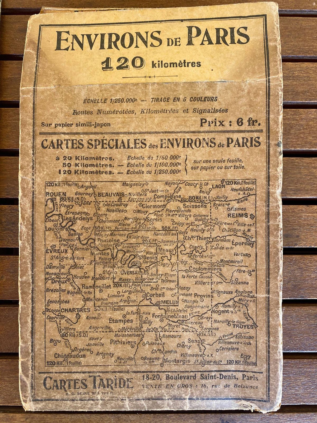 Carte routière vintage de Paris : plan des rues de Paris photo Art