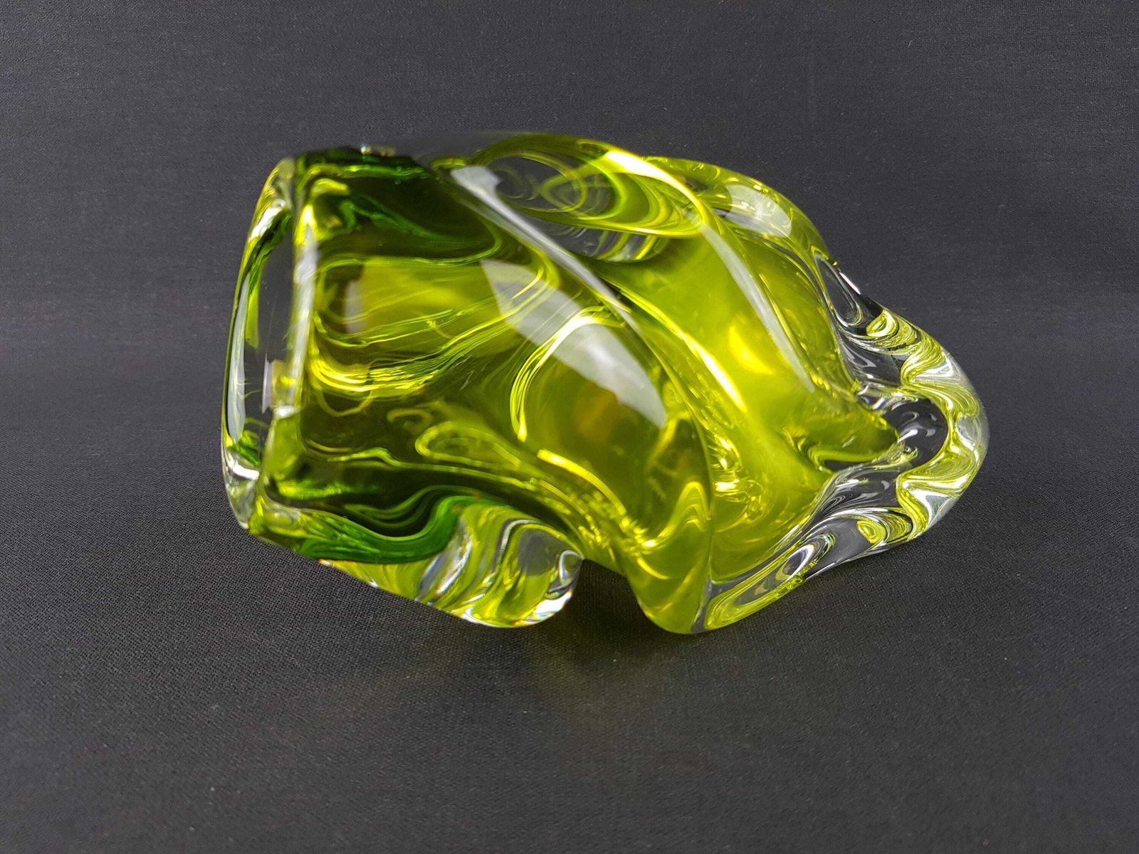 Vintage Rare Josef Hospodka Neon Yellow Vase Novy Bor Borocrystal Bohemian Czech Glass 1960s Czechoslovakia photo buy