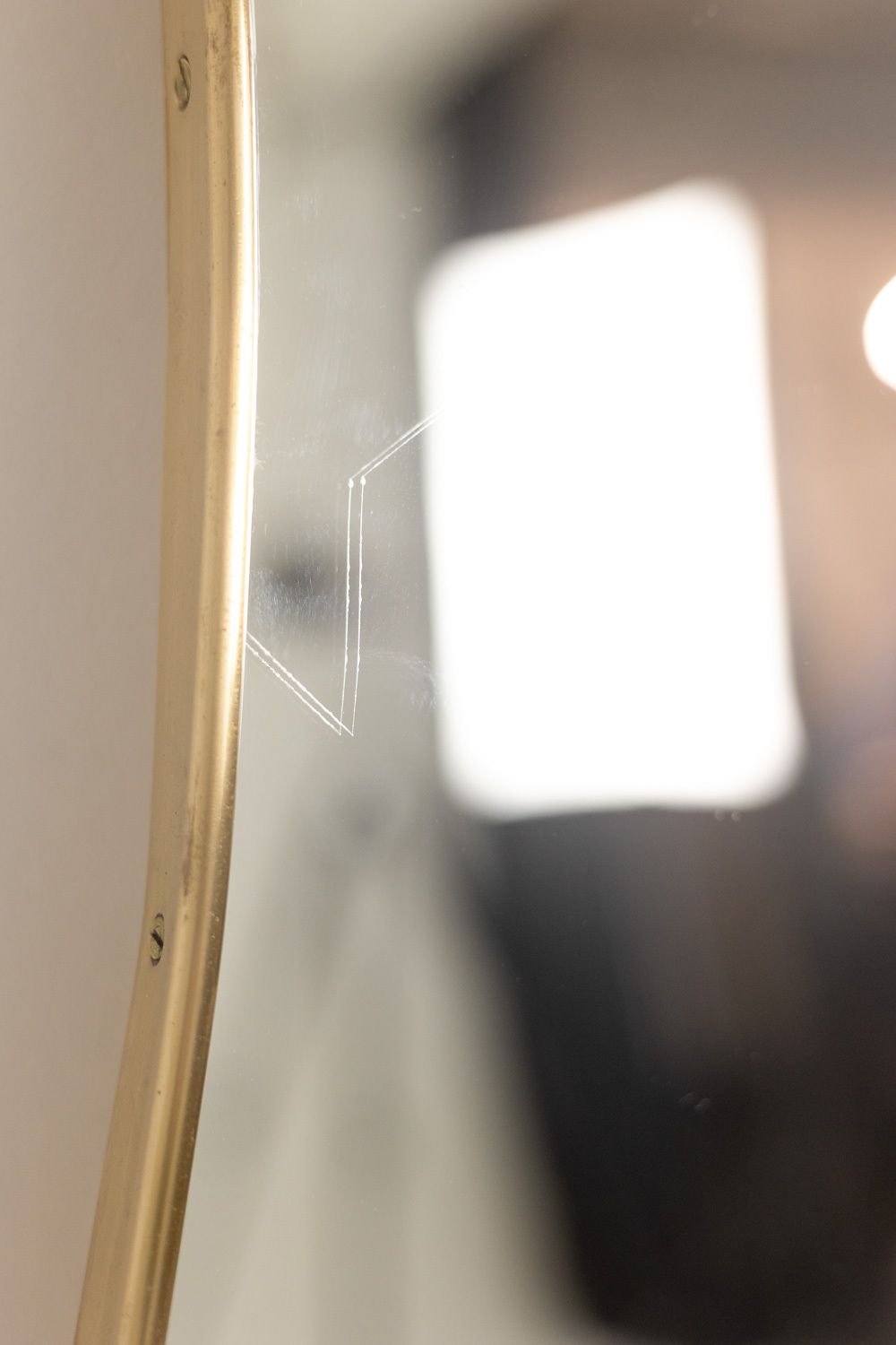 photo for sale Pair Of Mirrors, Gio Ponti Style. Brass Frame. 1980s.
