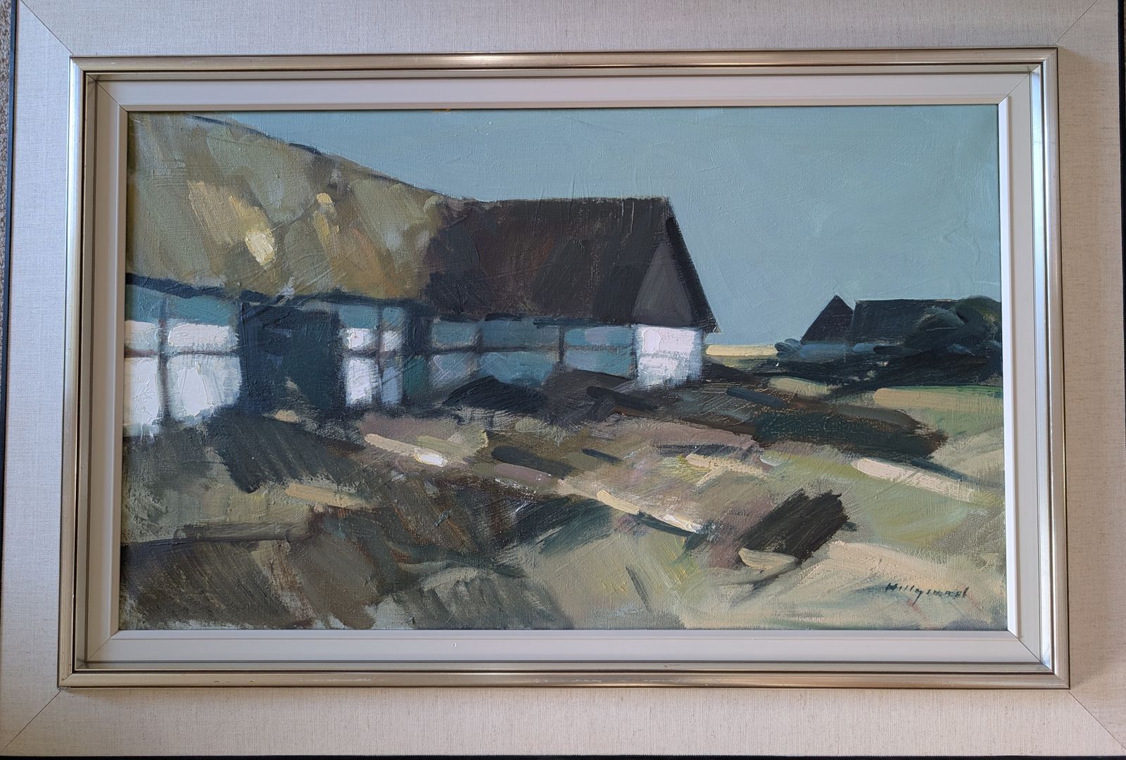Swedish Vintage Landscape Art Oil Canvas Signed Bengt Hillgrund photo for sale