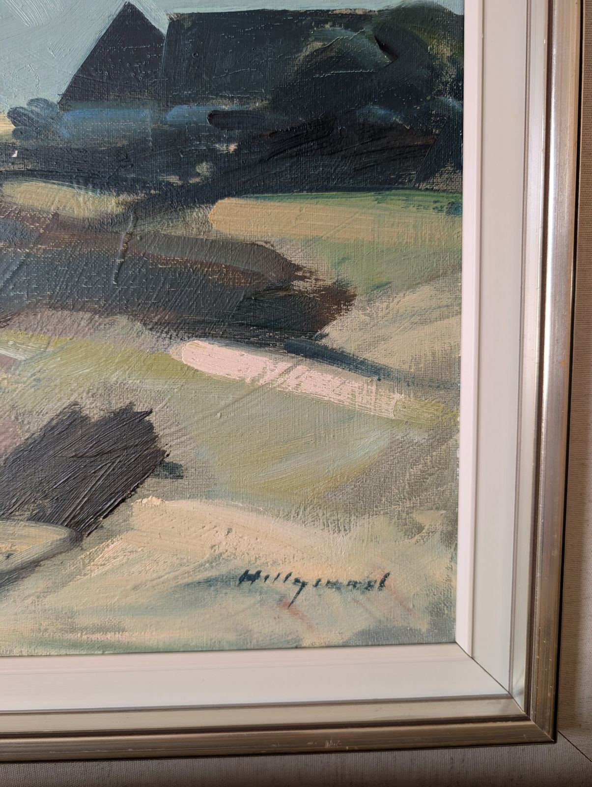 Swedish Vintage Landscape Art Oil Canvas Signed Bengt Hillgrund photo Art