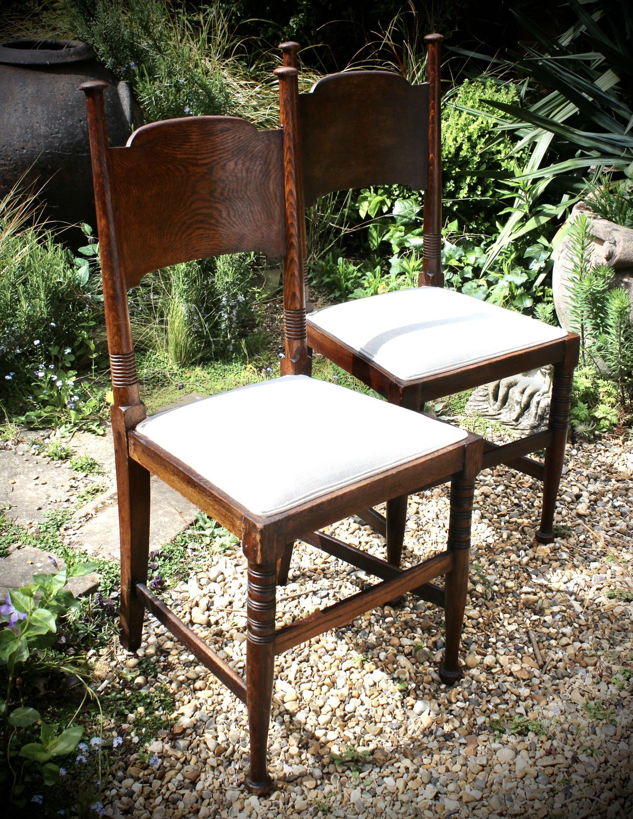 Pair Of Arts And Crafts Oak Chairs By William Birch photo for sale