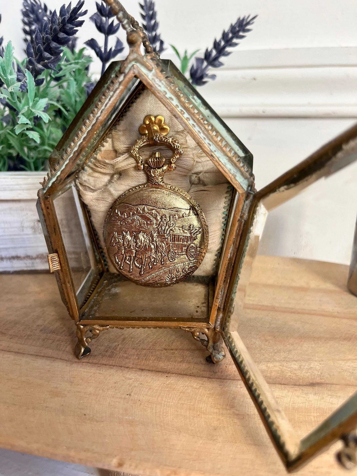 Antique French Beveled Glass Watch Box: Ormolu Jewelry Display photo Home Decor
