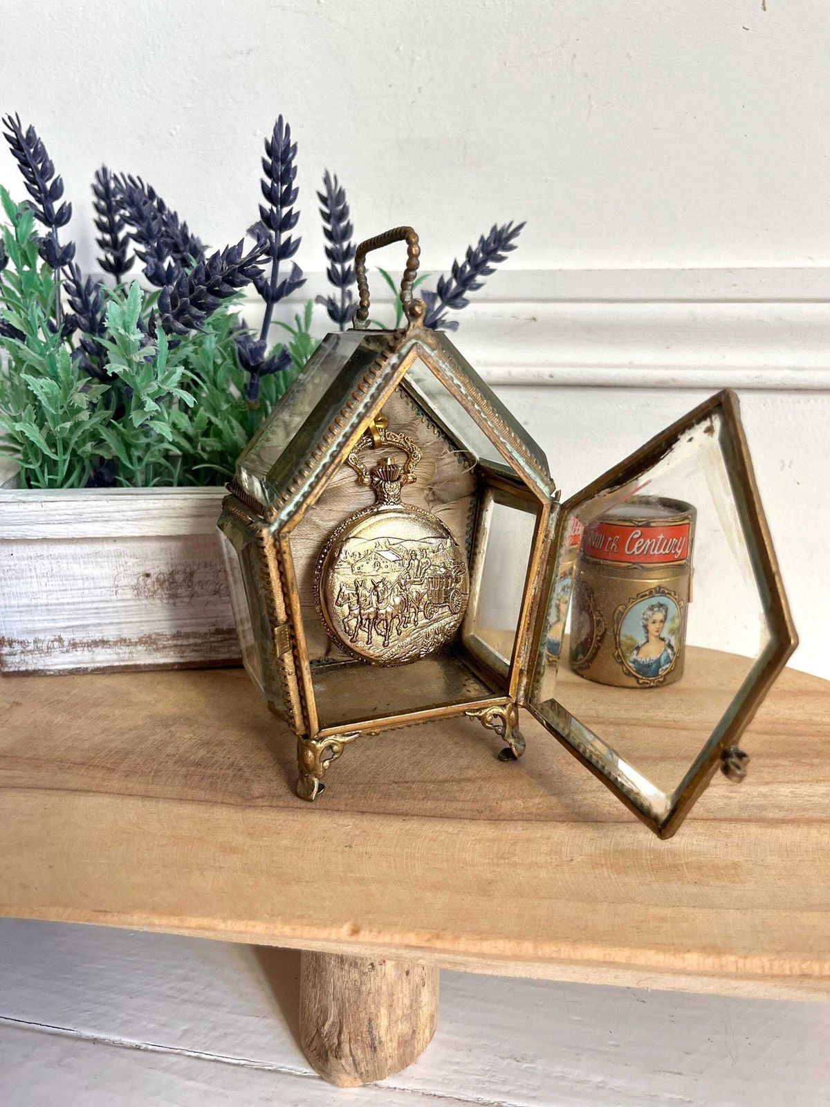 Antique French Beveled Glass Watch Box: Ormolu Jewelry Display photo buy