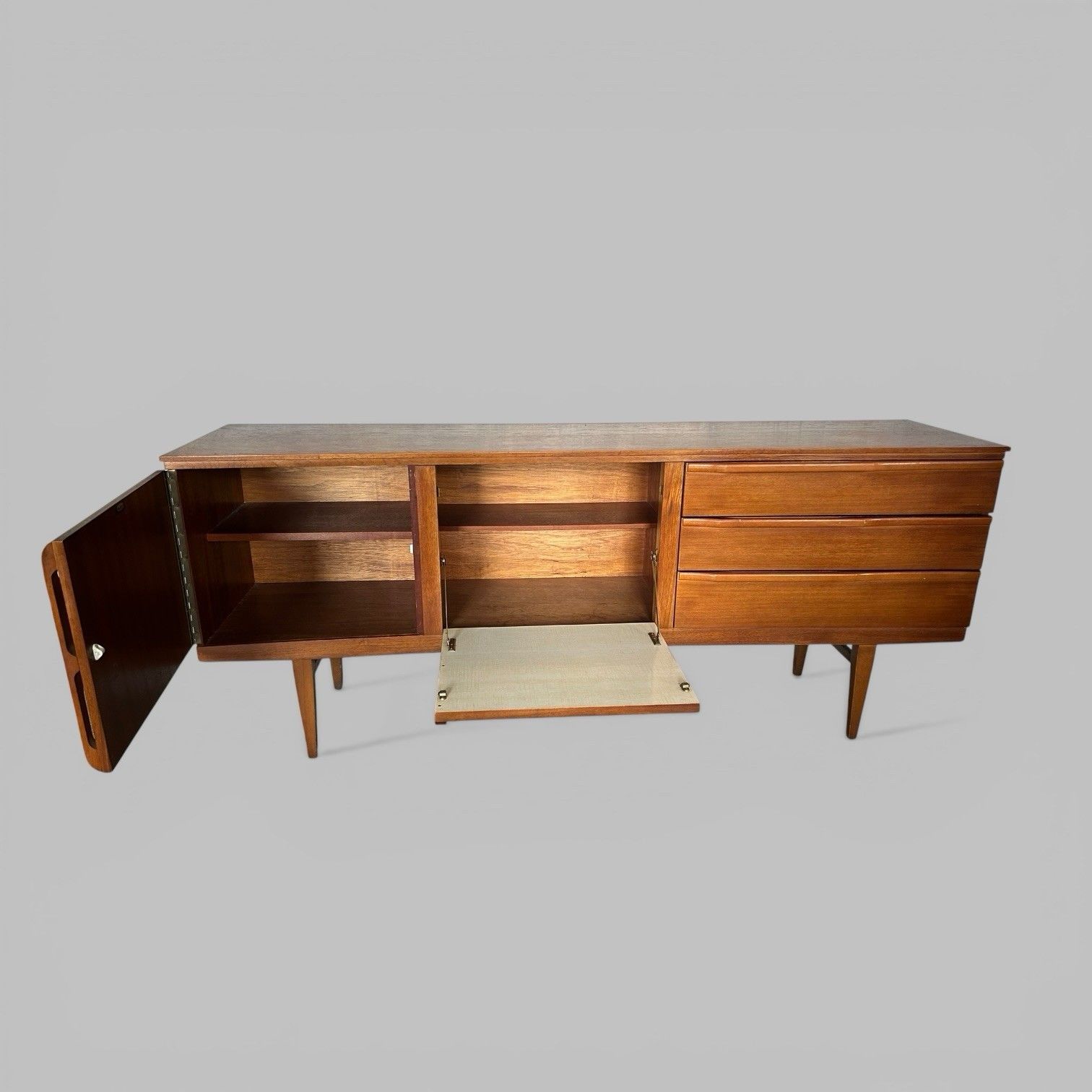 Beautility Teak Sideboard Mid Century Bow Front photo Furniture