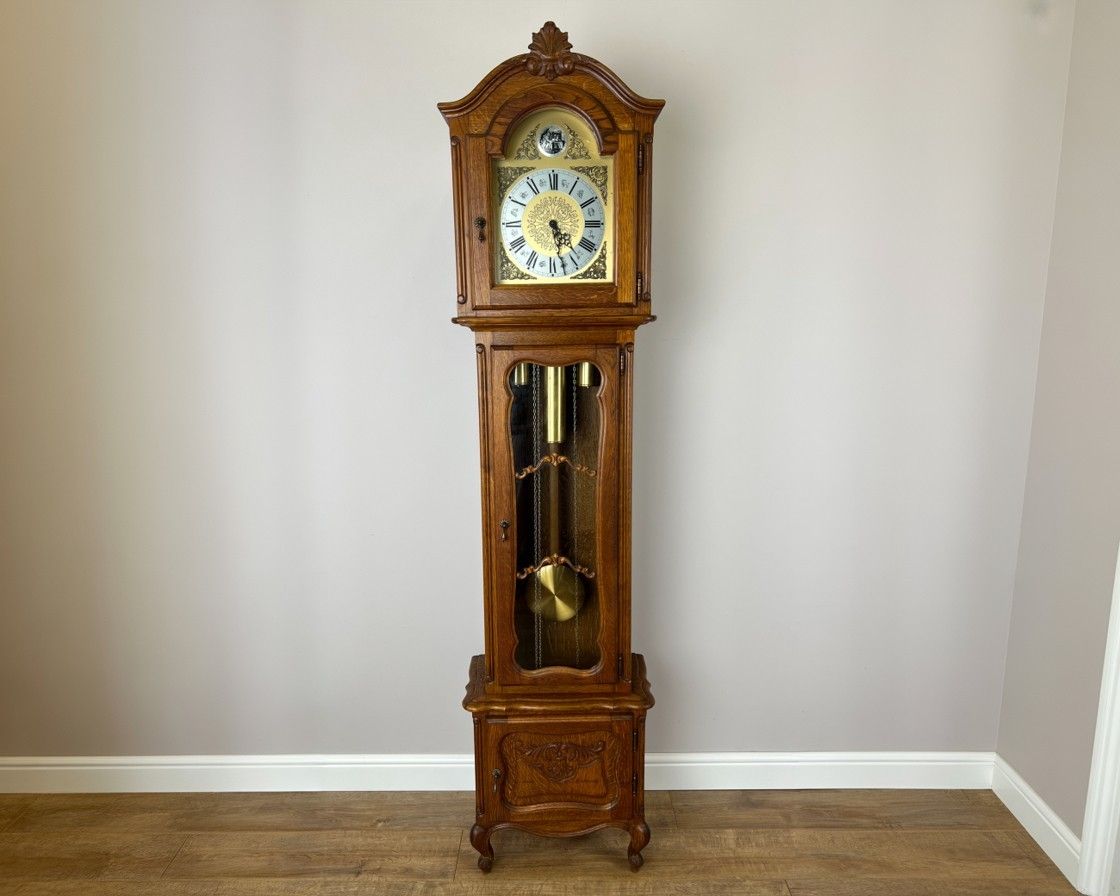 Grandfather Clock Vintage French Louis Style Oak Decorative Clock Lot 4983 photo furniture