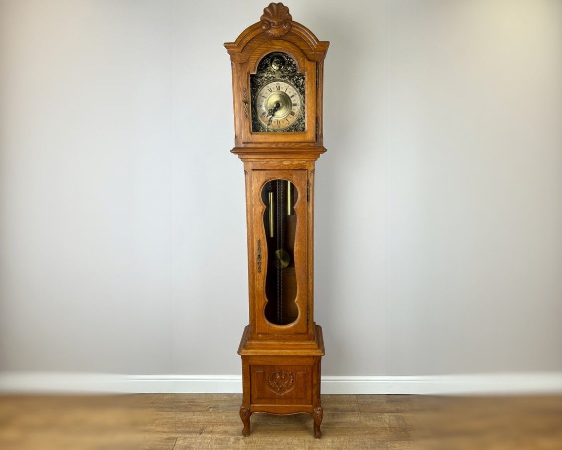 Grandfather Clock Vintage French Louis Style Oak Decorative Clock Lot 4984 photo furniture