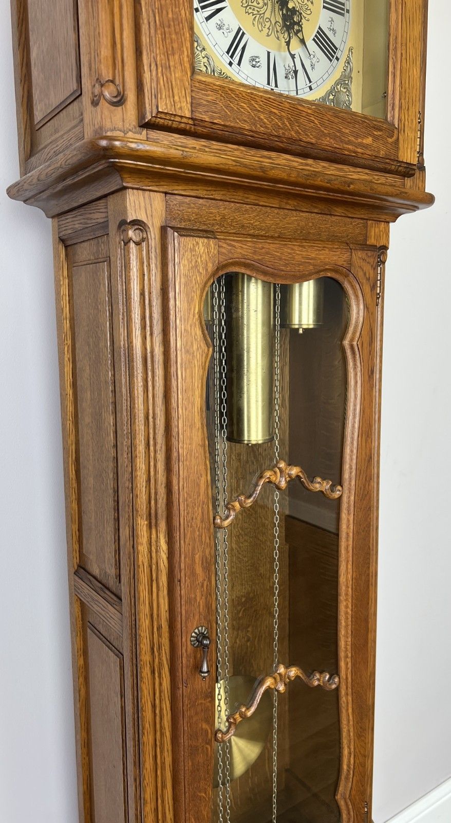 photo for sale Grandfather Clock Vintage French Louis Style Oak Decorative Clock Lot 4983