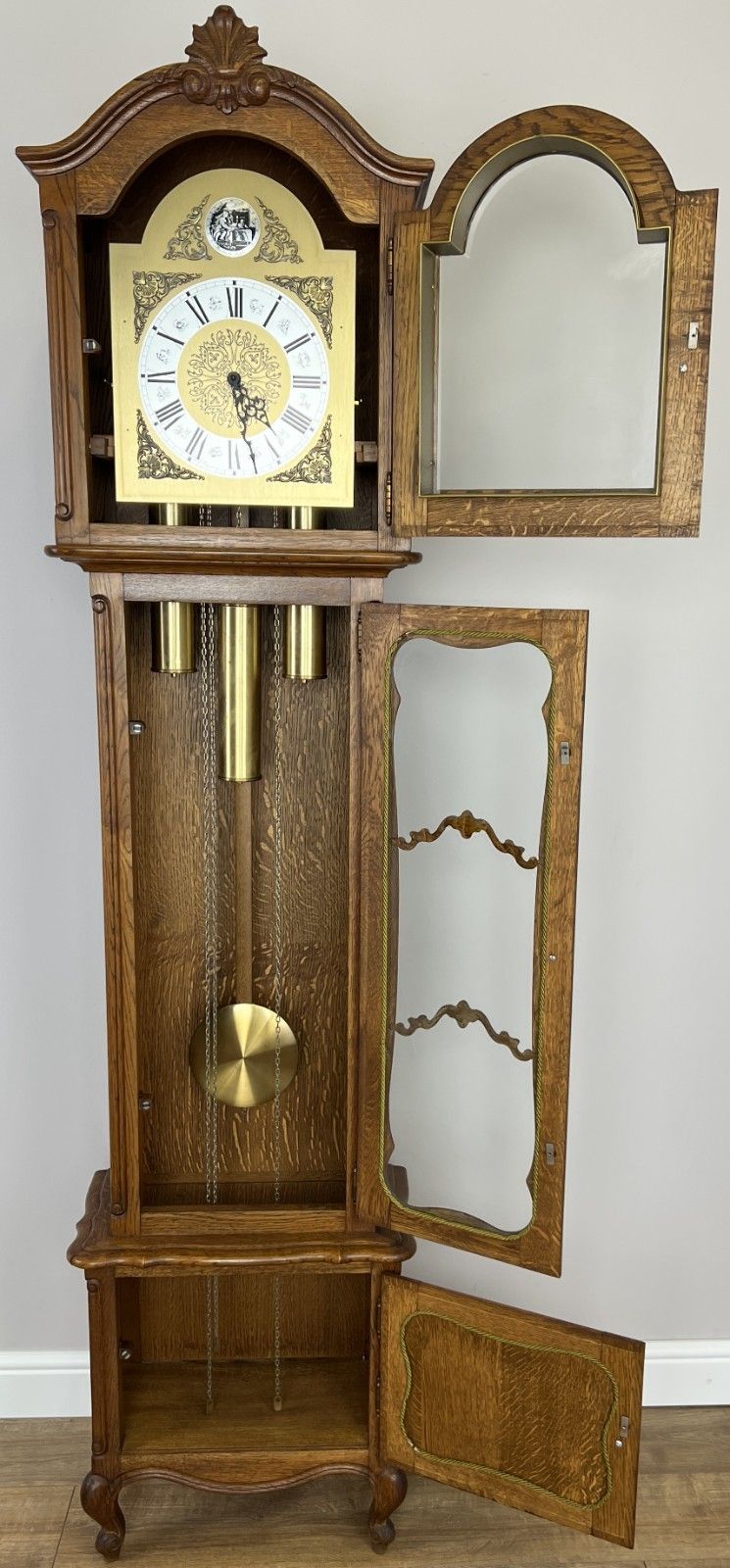 photo buy Grandfather Clock Vintage French Louis Style Oak Decorative Clock Lot 4983