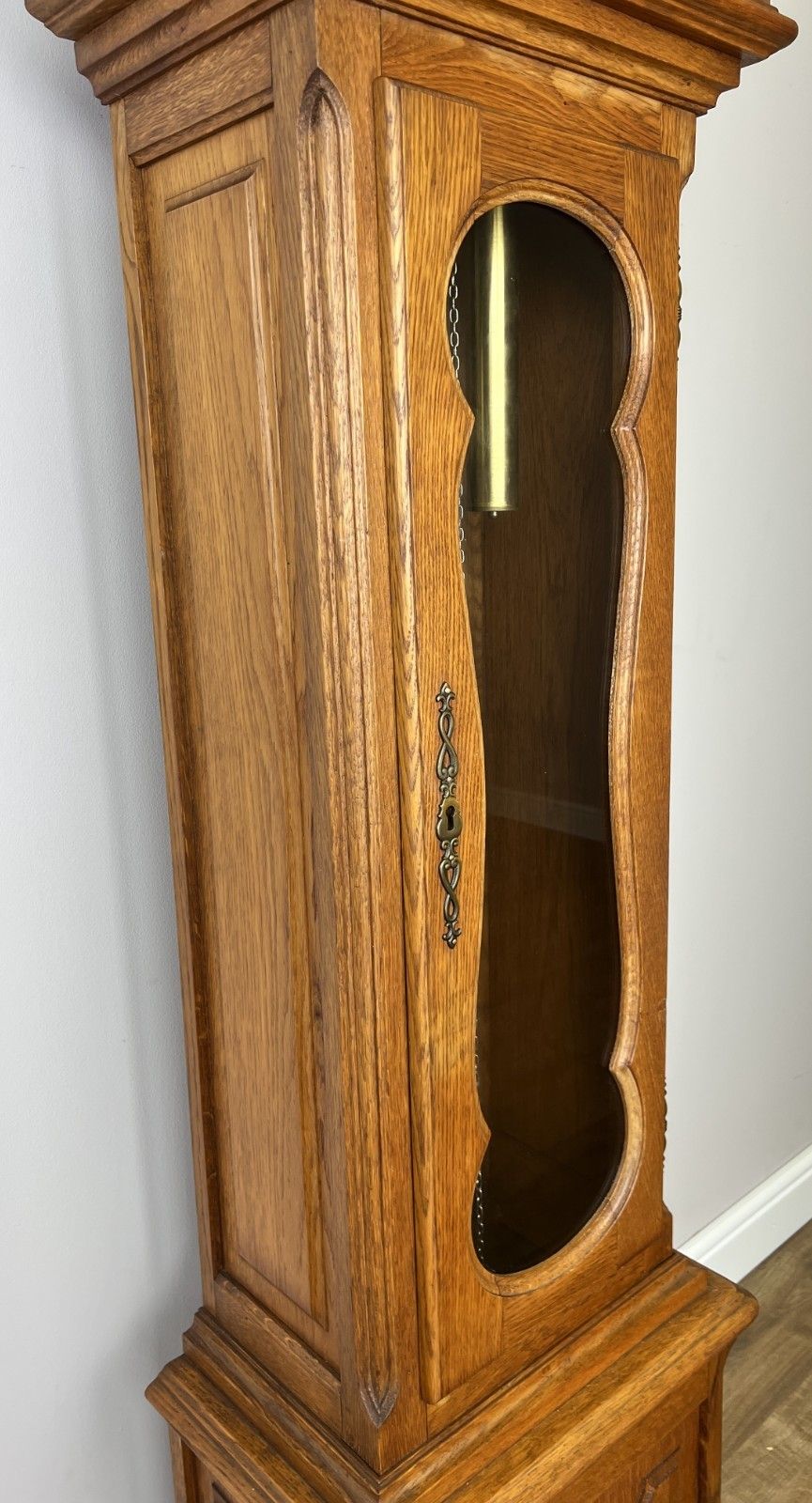 Grandfather Clock Vintage French Louis Style Oak Decorative Clock Lot 4984 photo vintage