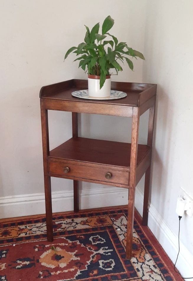 Vintage Antique Georgian Two Tier Mahogany Washstand With Lower Drawer.