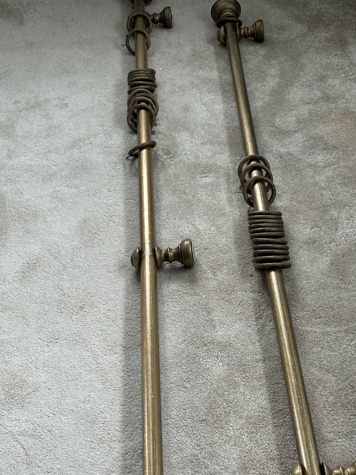 Wooden Curtain Poles. Antiqued Brass Finish. photo Home Decor
