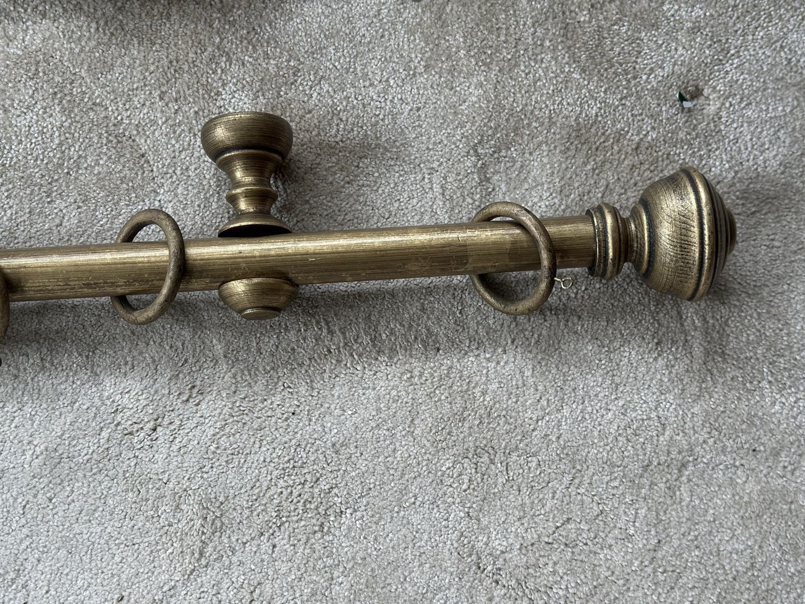 Wooden Curtain Poles. Antiqued Brass Finish. photo vinterior