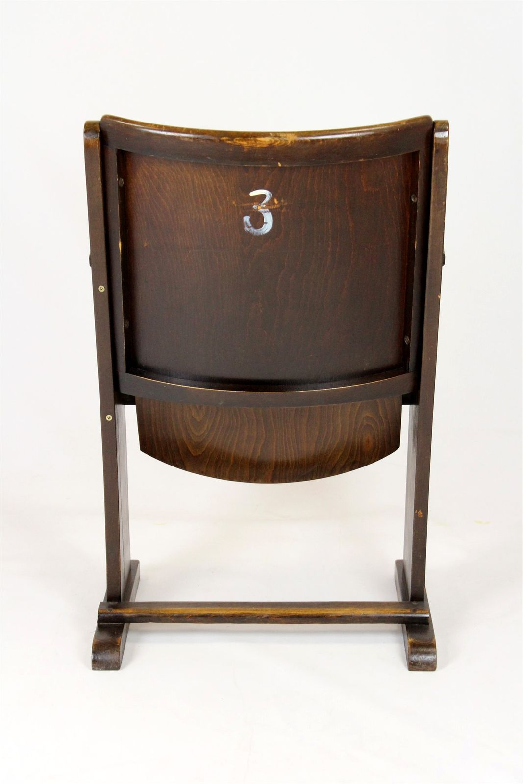 Vintage Cinema Chair Ton (Thonet), 1940s Czech, Wooden Theatre Seat photo vintage