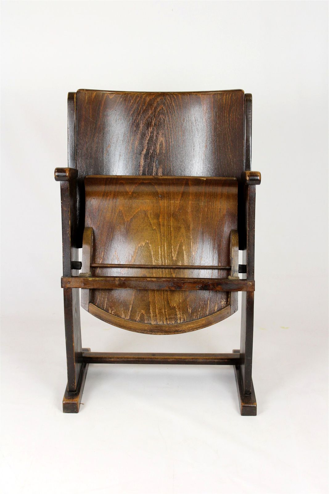 Vintage Cinema Chair Ton (Thonet), 1940s Czech, Wooden Theatre Seat photo furniture