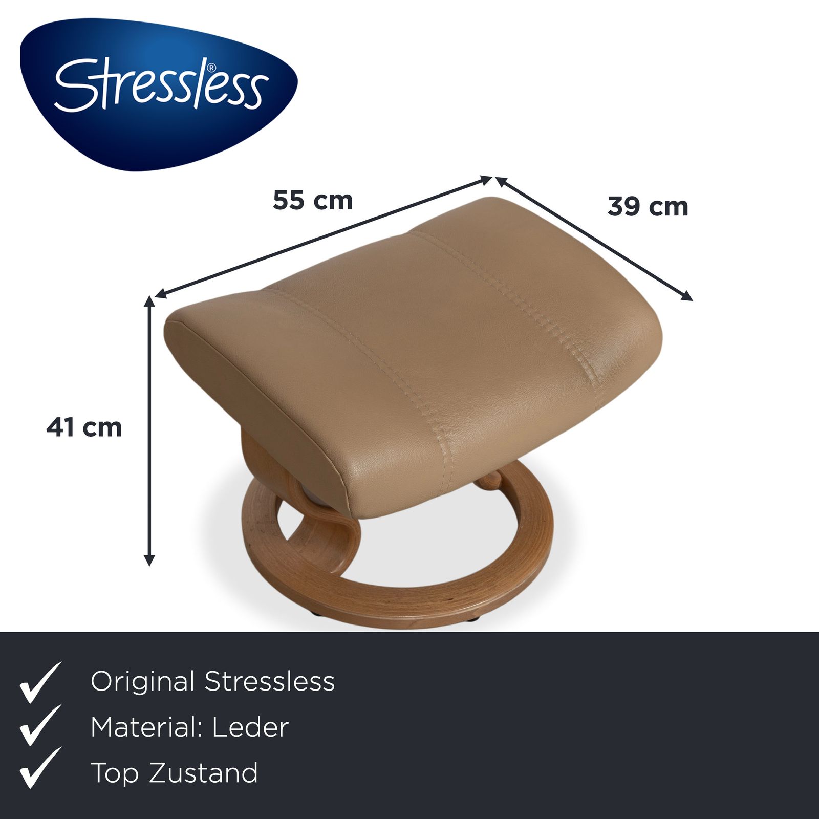 Stressless Consul Leather Armchair Set, Beige, With Manual Reclining Function photo for sale