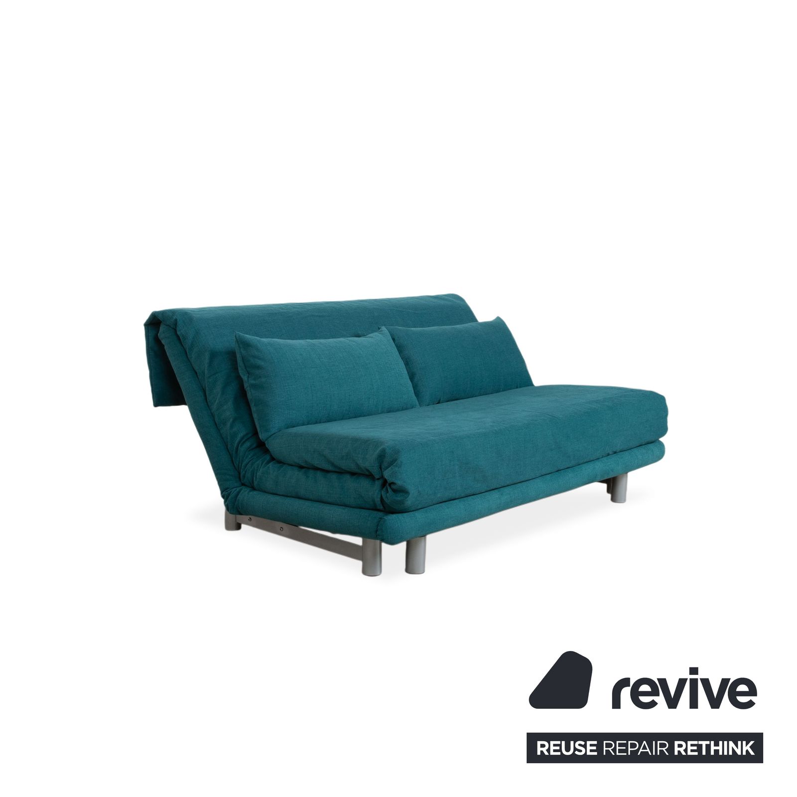 Canapé 3 places Ligne Roset Multy en tissu bleu turquoise, fonction convertible manuelle, retapissé photo 2123.0