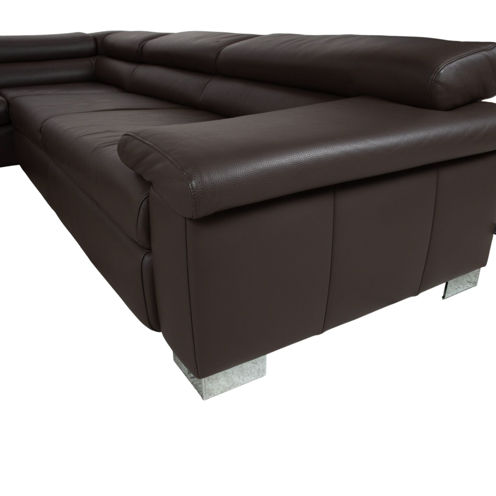 photo furniture Canapé d'angle Ewald Schillig Courage en cuir brun, fonction manuelle, méridienne à gauche