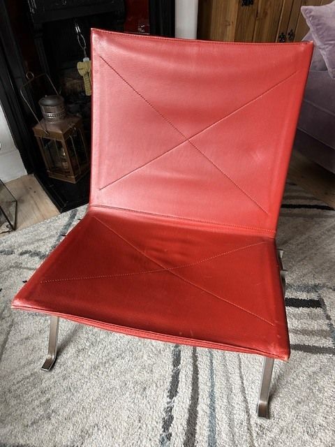 Original Poul Kjaerholm Pk22 Leather Lounge Chair For Fritz Hansen