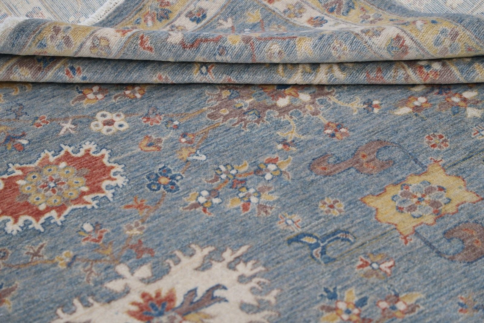 Tapis de sol turc contemporain de style Oushak, 100 % laine, 2,70 x 3,59 m photo 2354.0