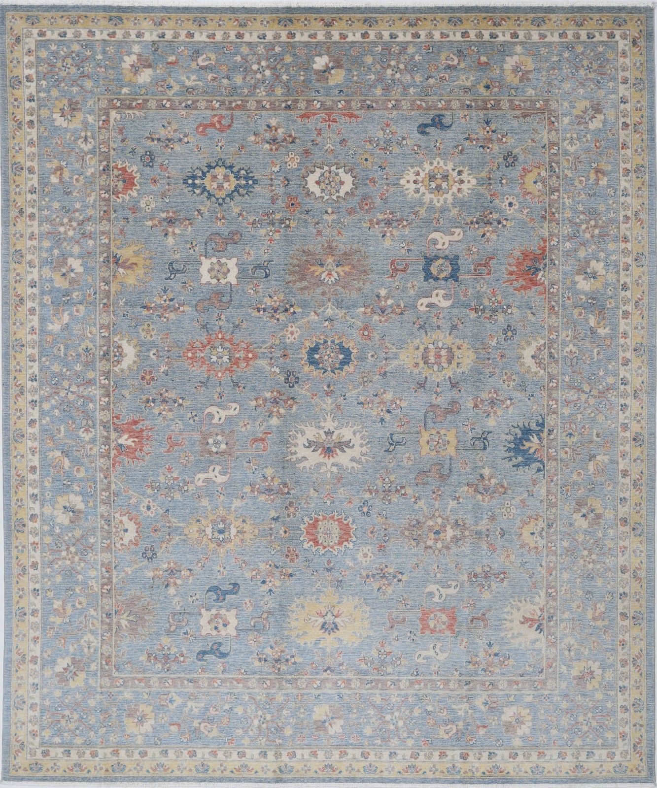 8'x9'10" Moderne Turkse Wollen Vloerkleed, Authentiek Oushak Tapijt voor Woondecoratie