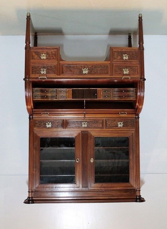Office Cylinder Library Louis XVI Mahogany 18th photo furniture