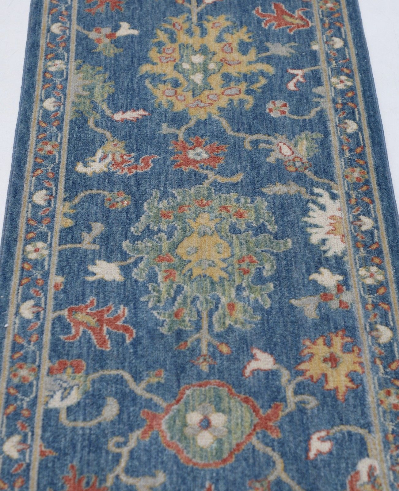 Tapis de couloir moderne en laine turque 2' x 8', bleu, tapis de cuisine photo for sale