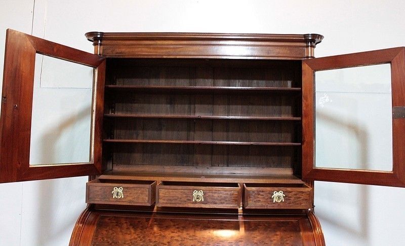 Office Cylinder Library Louis XVI Mahogany 18th photo vintage
