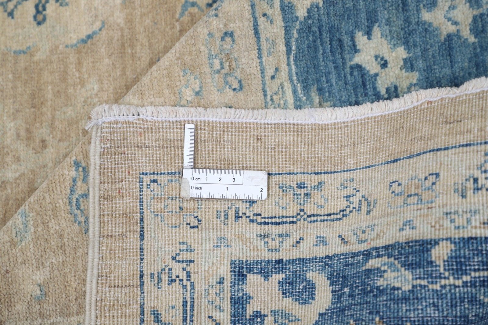 8x9,7 ft Handgeknoopt Bloemen Vloerkleed, Beige en Lichtblauw Vloerkleed, Oushak Tapijt photo vinterior