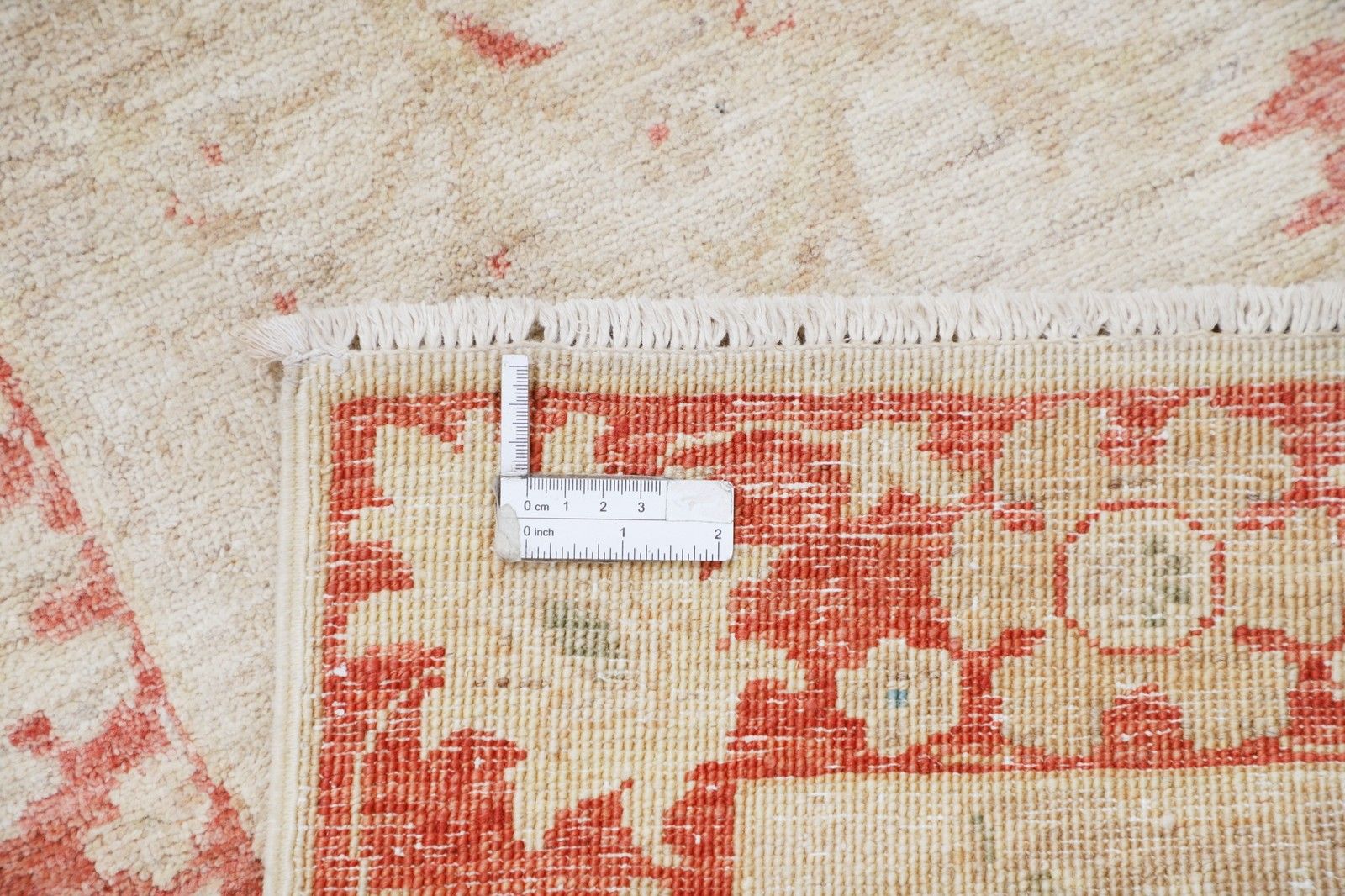2,5 x 8 ft bloemen loper voor gang. Handgeknoopt tapijt. Beige traploper photo 986.0
