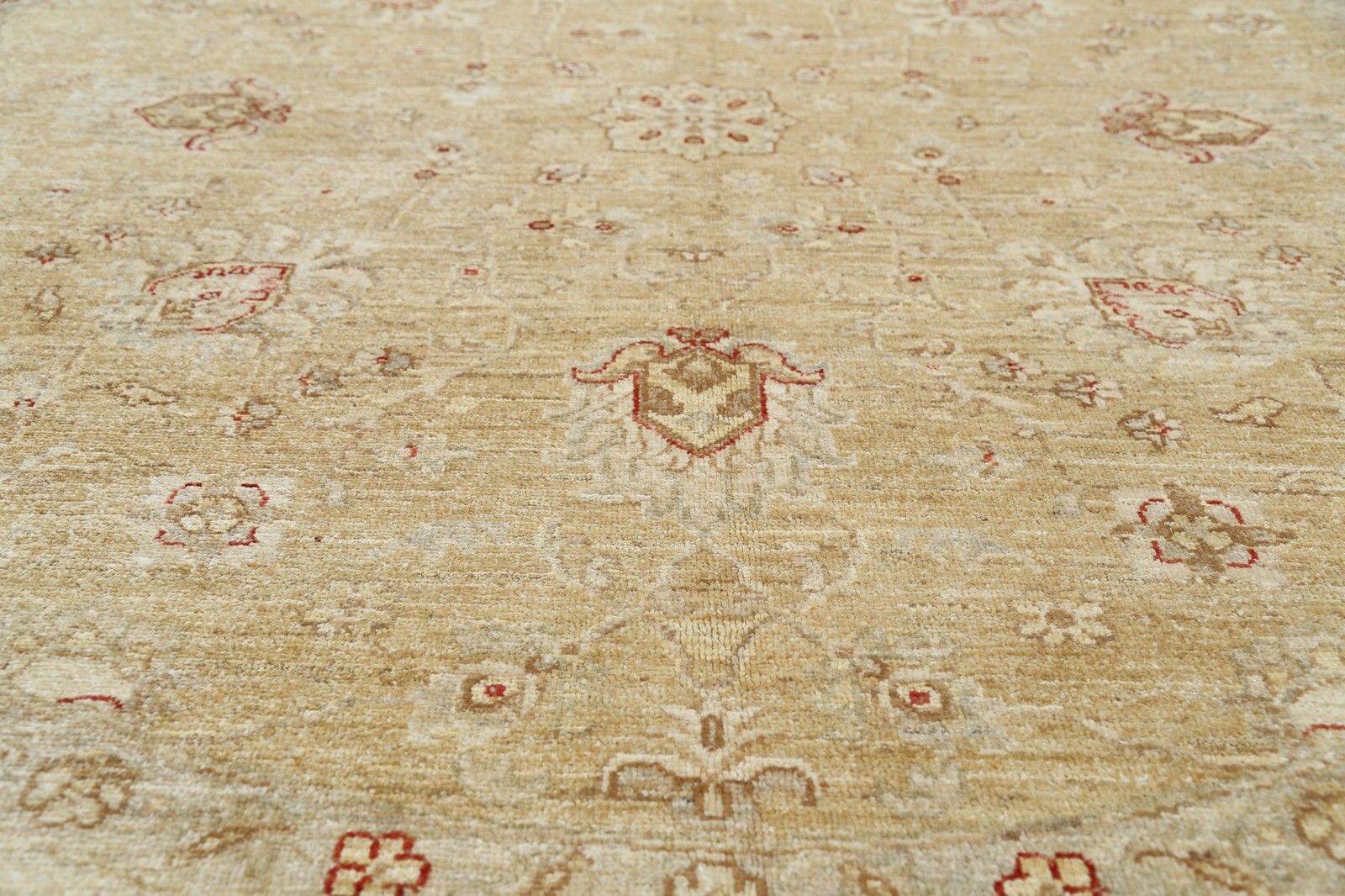 Tapis rond en laine noué à la main, 8 x 8 pi. Grand tapis de style tribal, beige photo 3135.0
