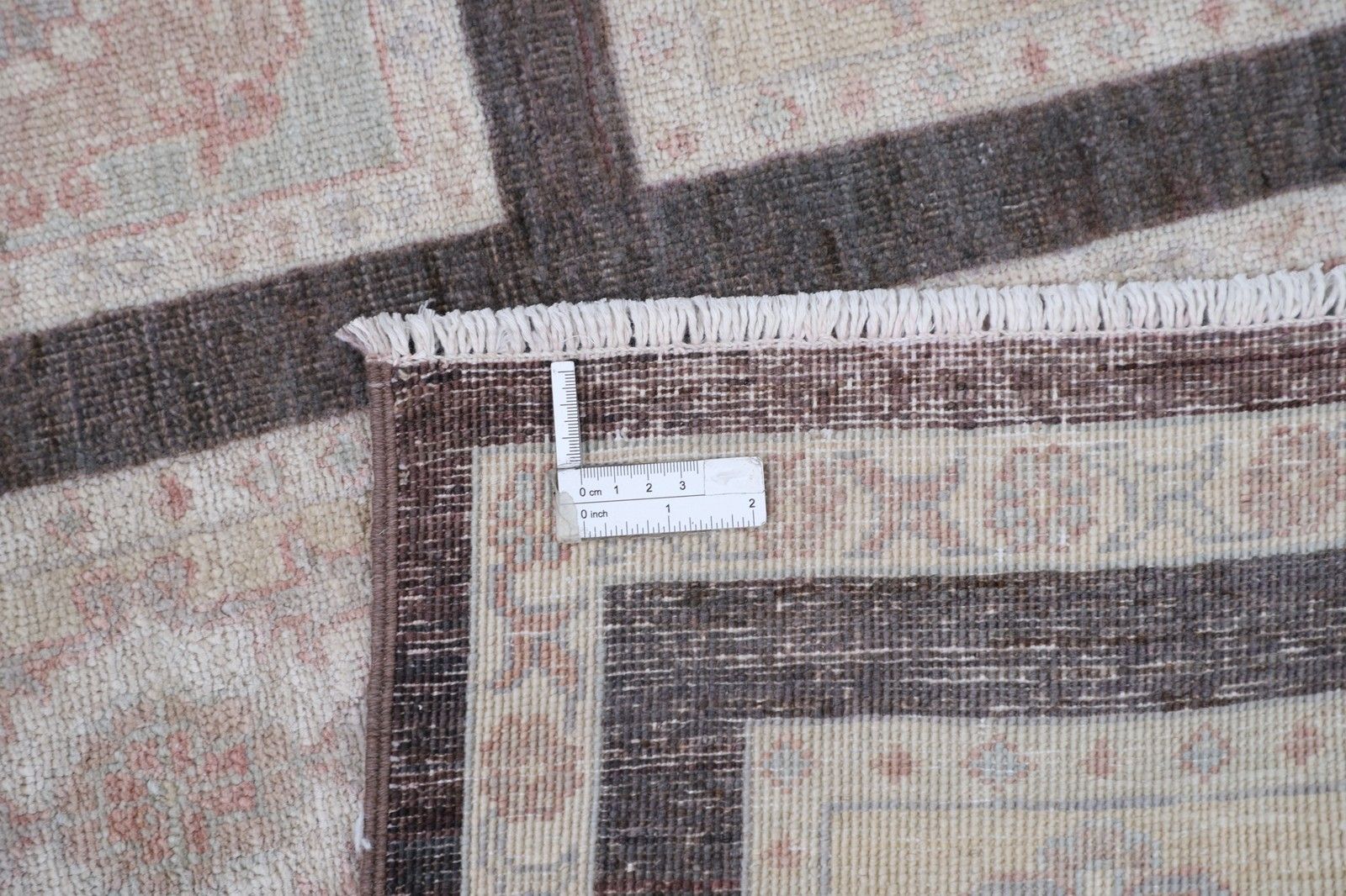 Tapis d'appoint noué à la main, marron, ivoire et rose poudré, 92 x 148 cm - motif panneau turc photo 732.0