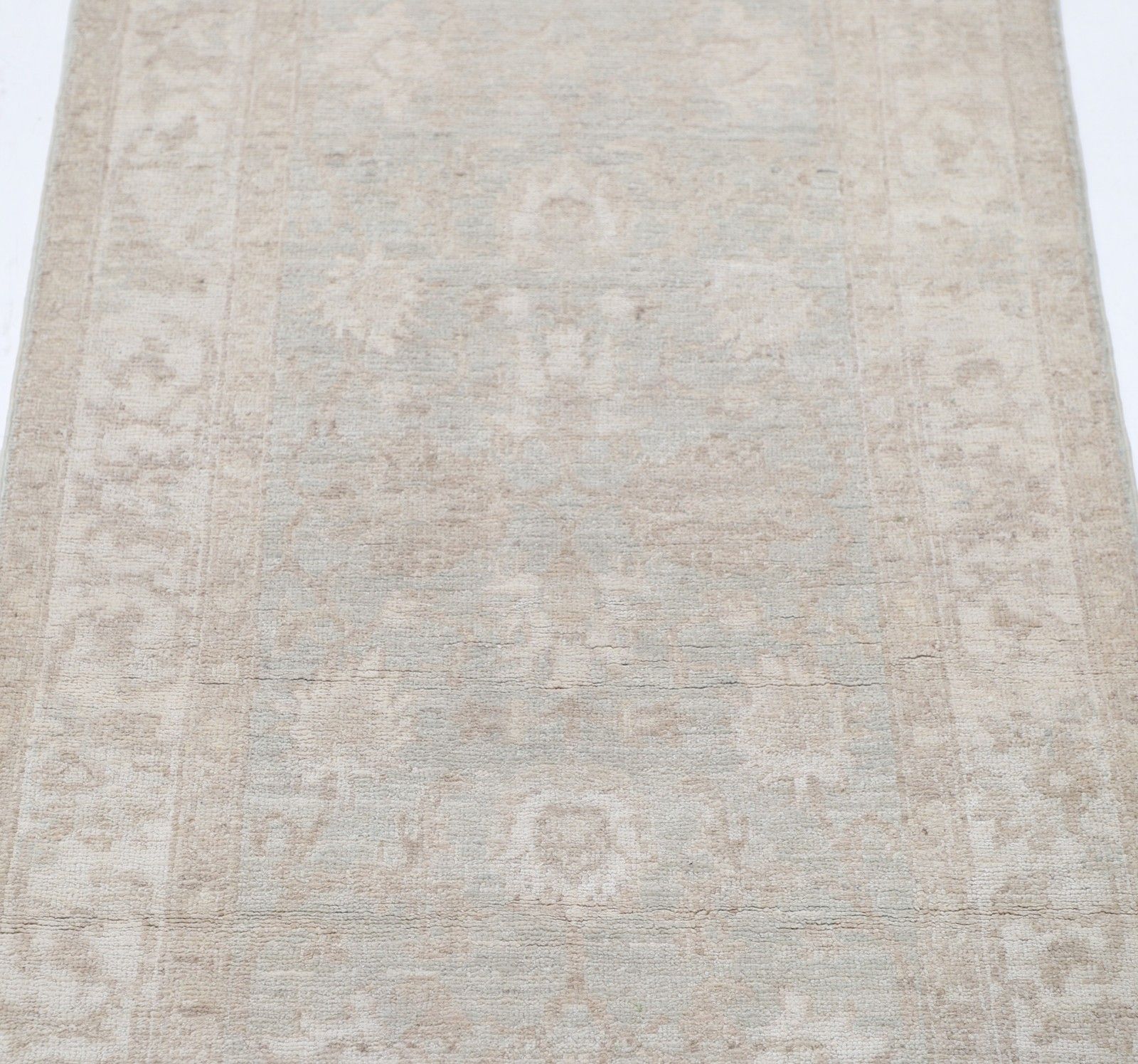 2.5x6.3 Ft Handknotted Runner Rug For Corridor. Beige Kitchen Rug. Hallway Rug photo for sale