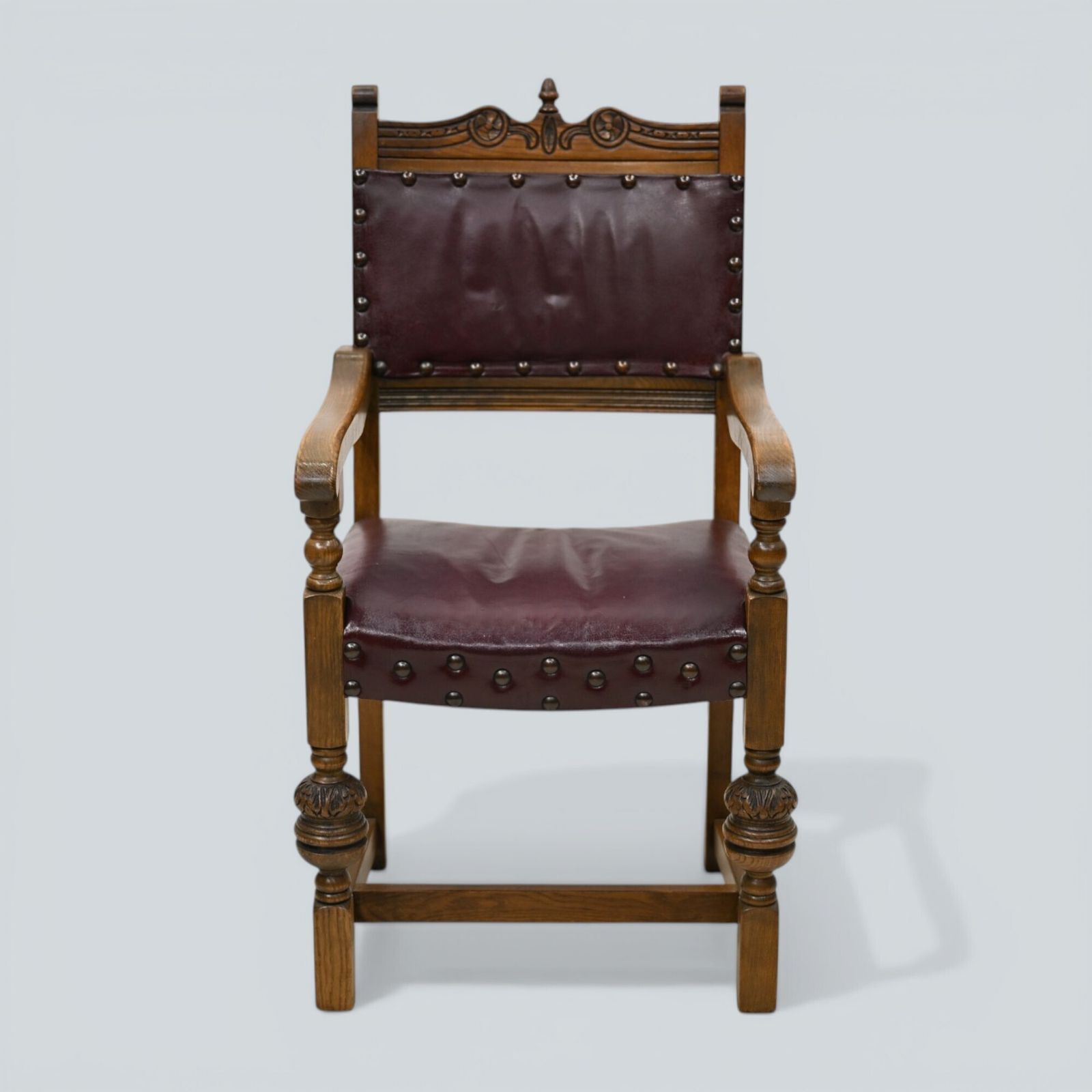 photo buy 6 Old Charm Dining Chairs Studded Leather Seats/Backs Light Oak Free Uk Delivery