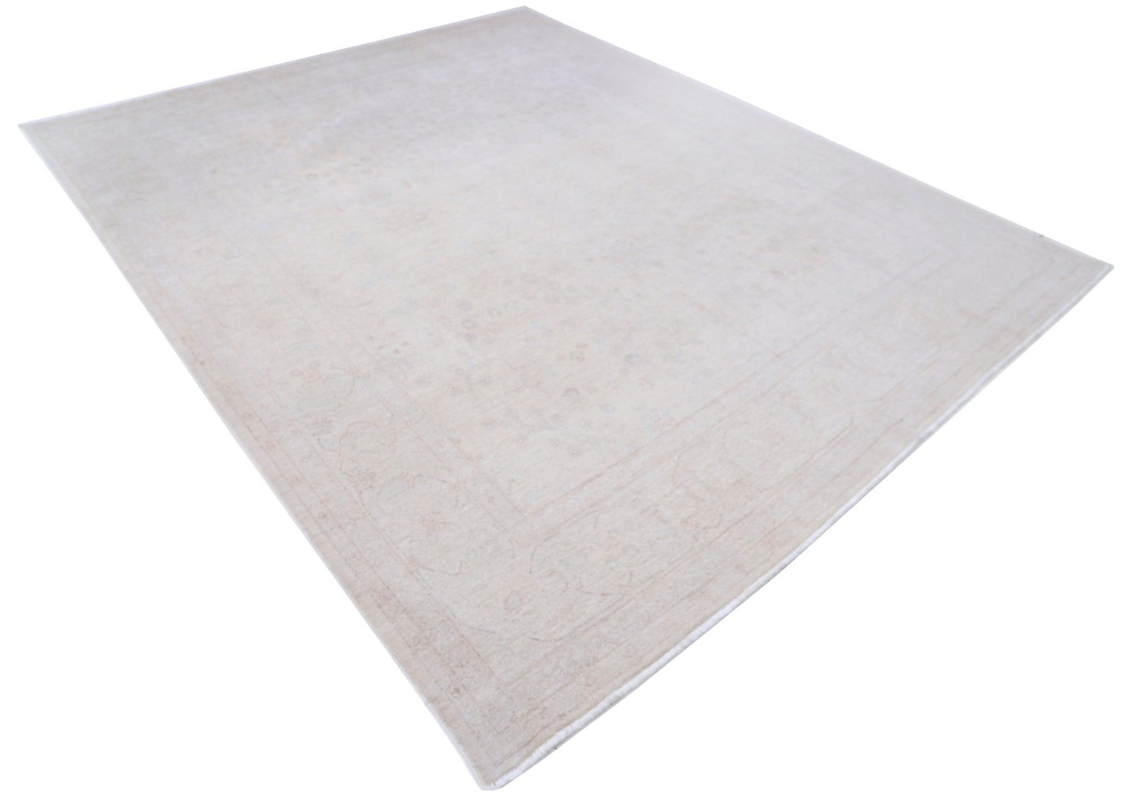 Grand tapis noué à la main 244 x 300 cm pour salon, laine beige photo furniture