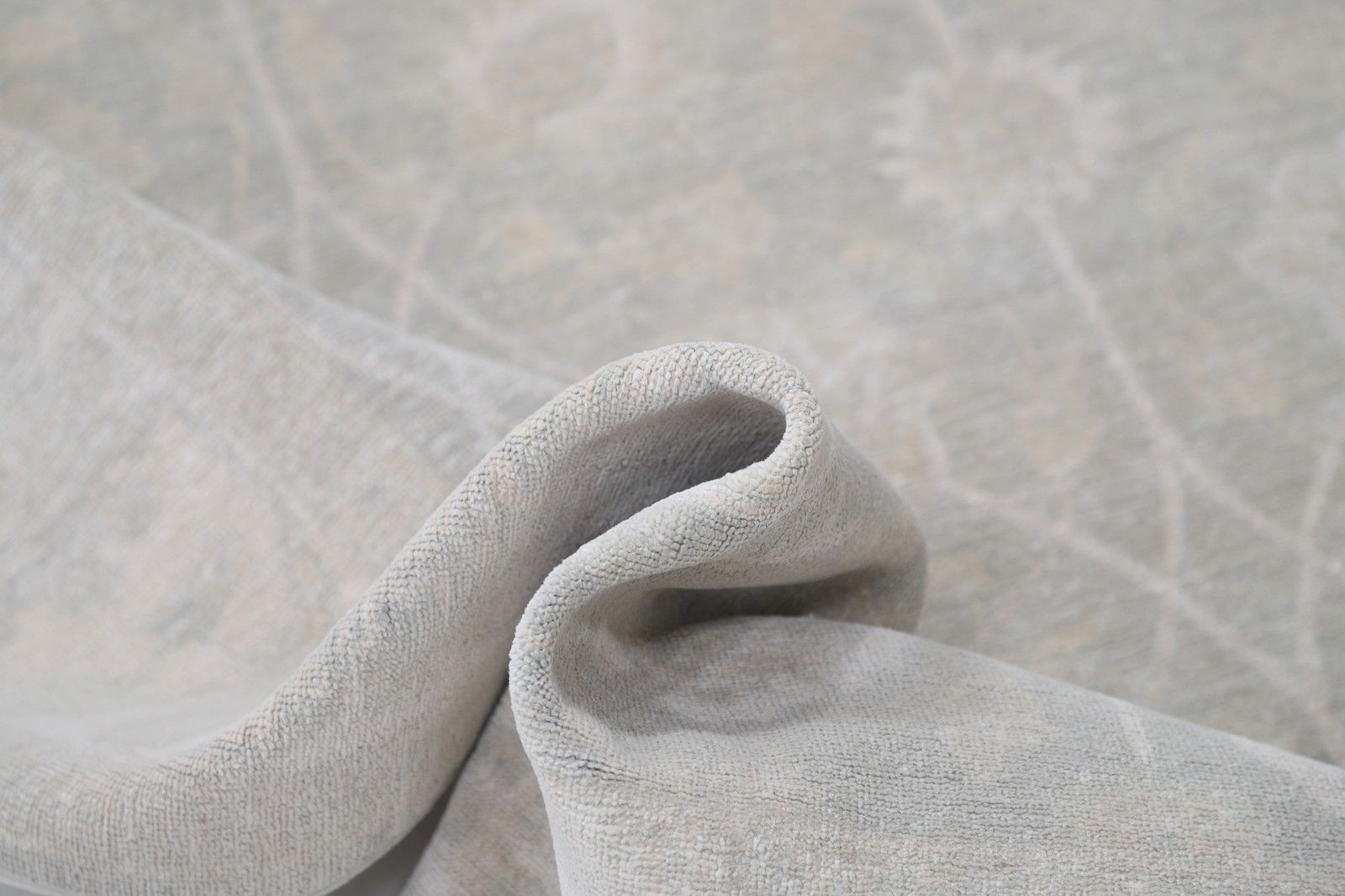 6,2 x 9 ft handgeknoopt beige Turks Oushak vloerkleed met bloemmotief photo 2647.0