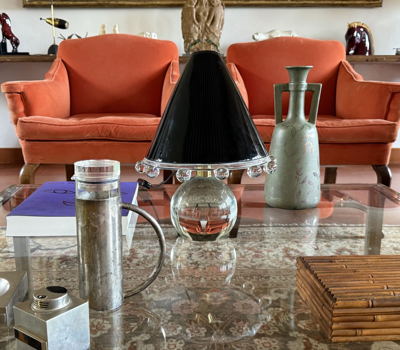 Murano Glass Table Lamp Mod. Budur, Roberto Pamio, Leucos Italy, 1970s photo Lighting