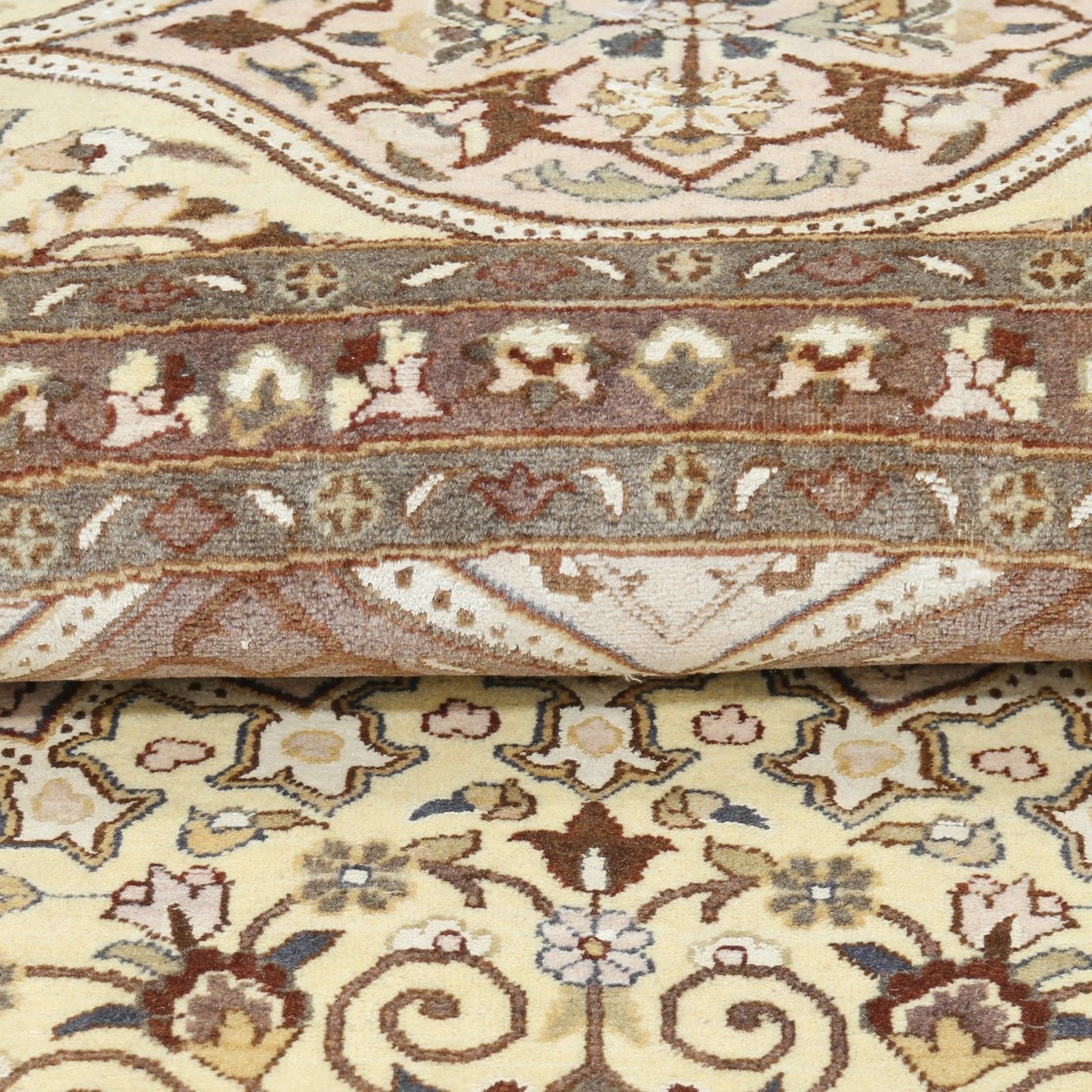 12x12 Ft Handgemaakte Oversized Ronde Vloerkleed. Tribaal Bruin & Beige Rond Tapijt photo buy
