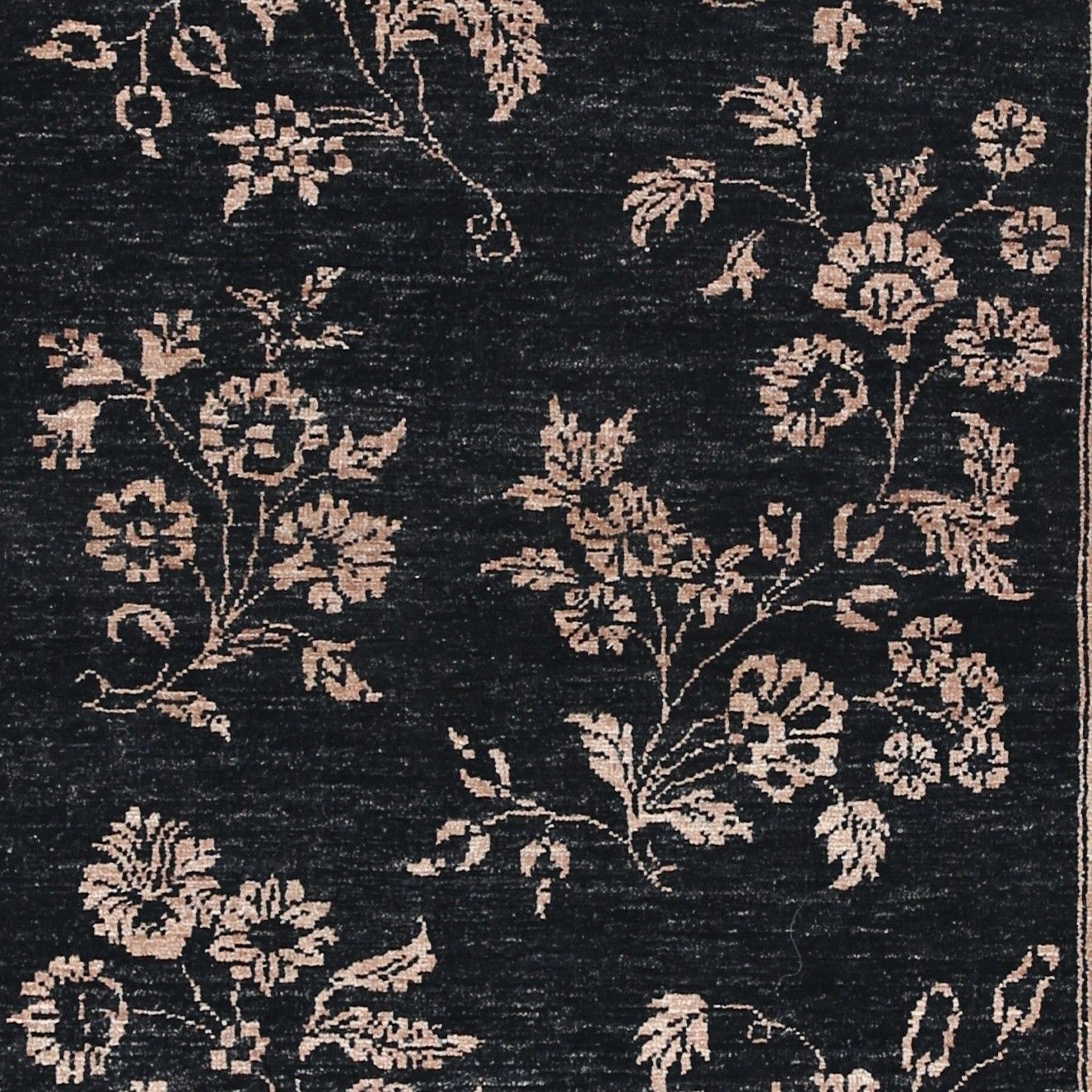 Tapis en laine noué à la main, motif floral turc, noir et rose poudré, 102 x 153 cm photo vinterior