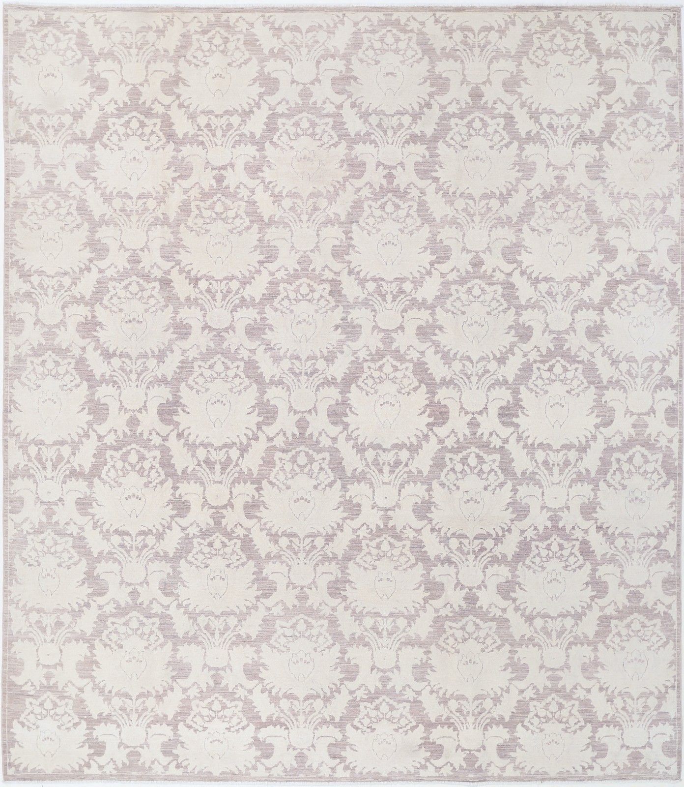 8.3x9.7 Ft Hand Knotted Wool Large Area Rug In Soft Tones. Decorative Carpet