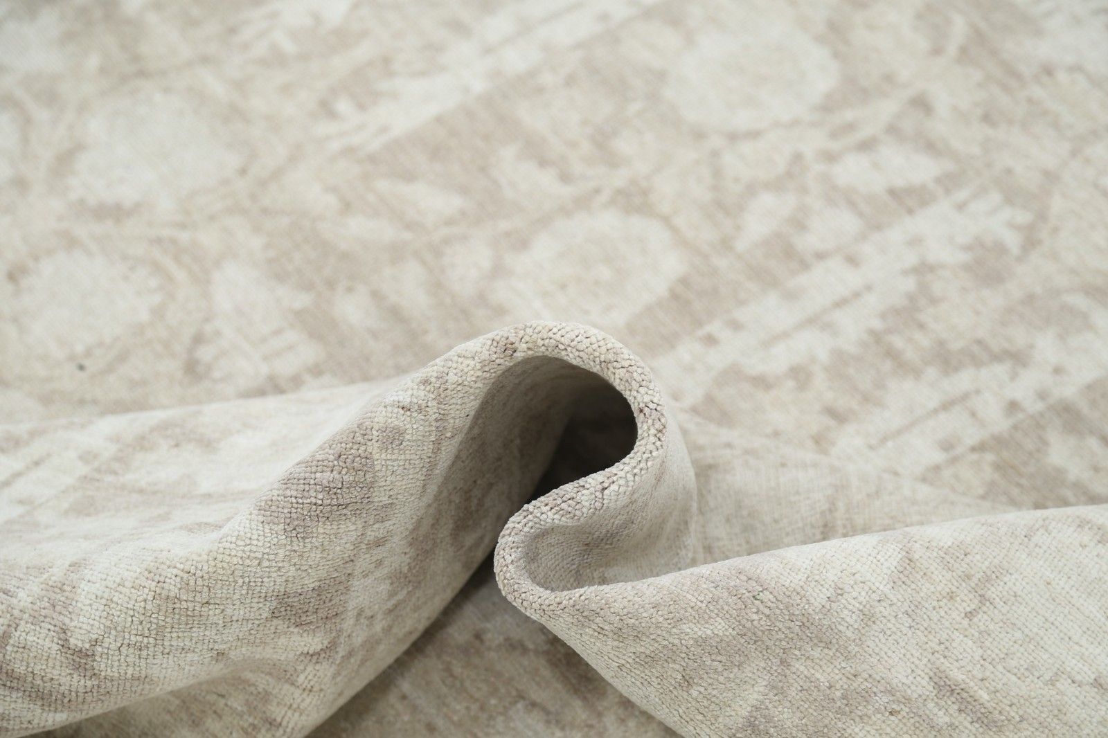 Tapis en laine noué à la main, motif floral, beige, grand format 8x10 pi, pour salon photo vinterior