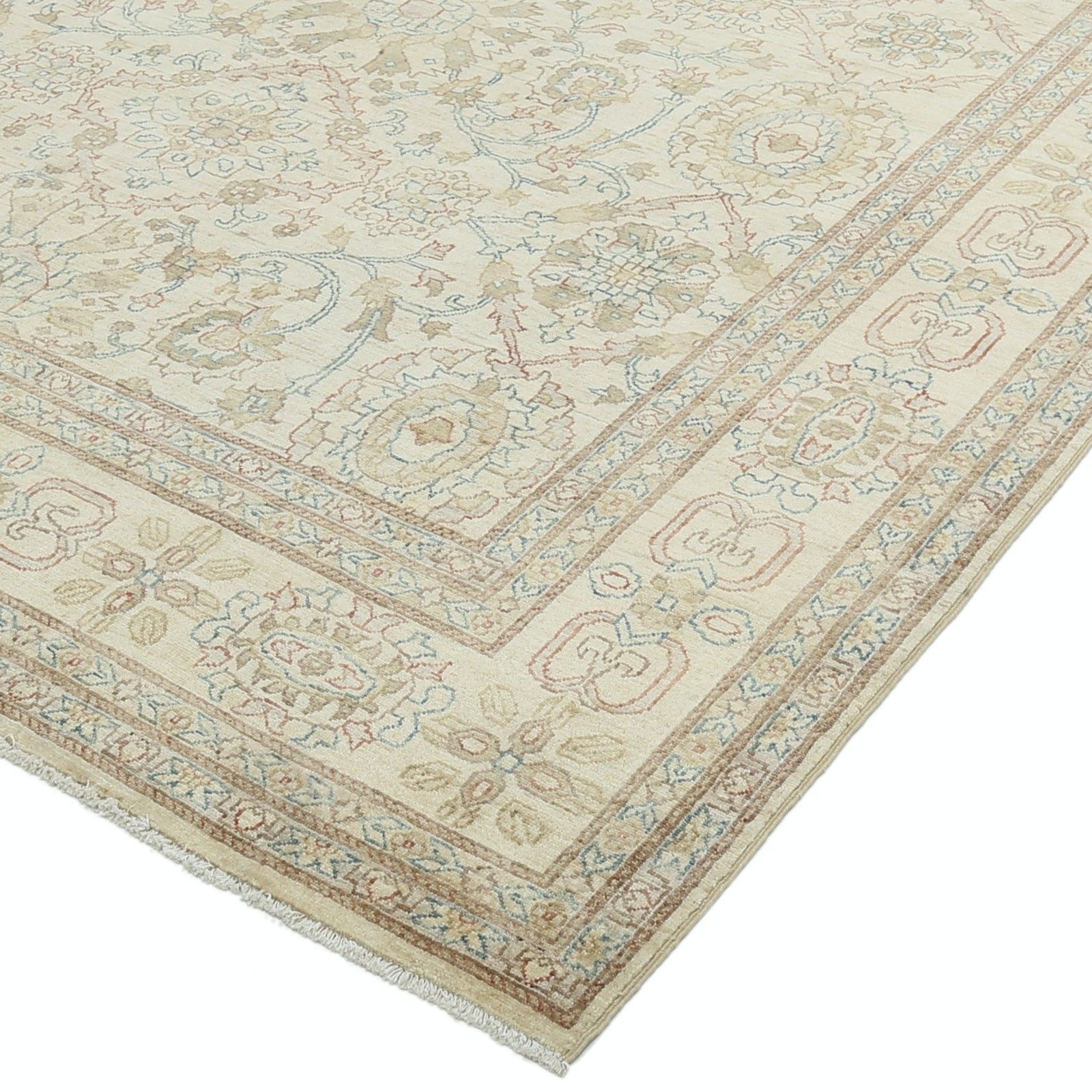 Tapis noué à la main 242 x 333 cm. 100 % laine. Tapis traditionnel beige photo vinterior