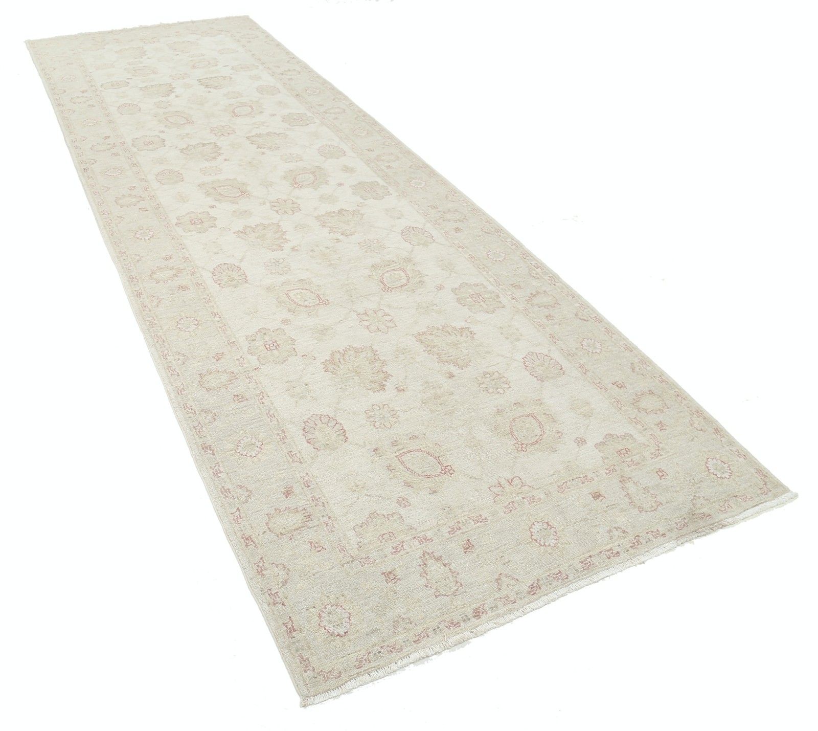 Tapis de couloir fleuri 1,27 x 3,59 m, noué à la main. Tapis de cuisine en laine. Tapis de couloir beige photo furniture