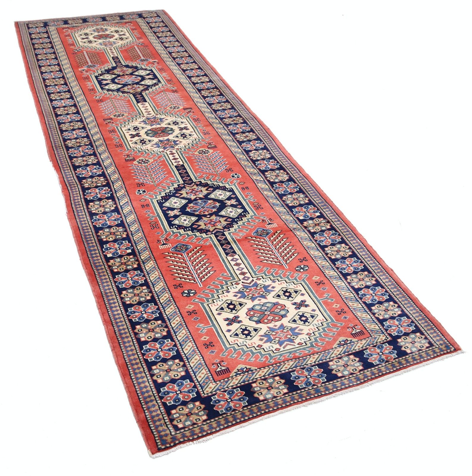 3.3x10 Ft Handknotted Red Runner Rug For Corridor And Hallway. Wool Kitchen Rug photo furniture