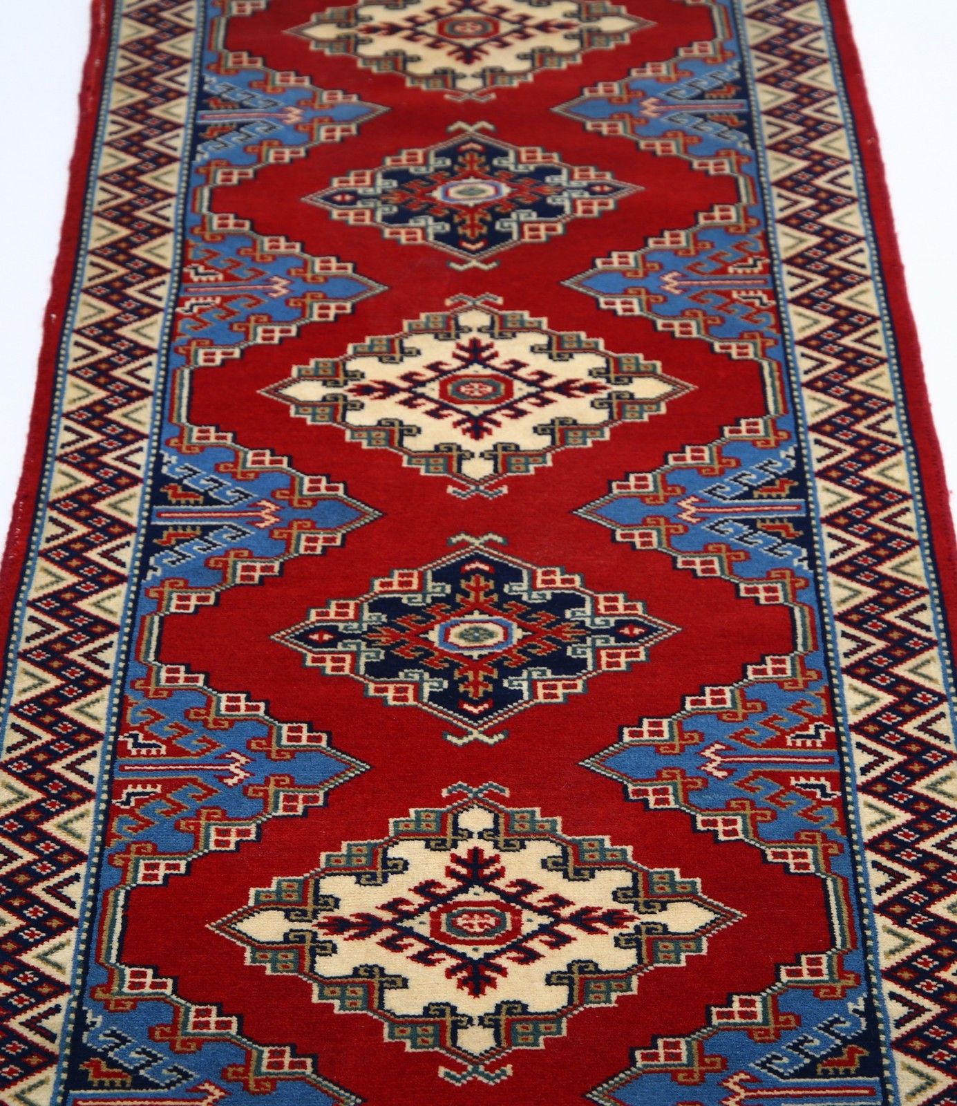 2x6.4 Ft Handmade Red Wool Rug. Hand Knotted Tribal Accent Rug For Home Decor photo 635.0
