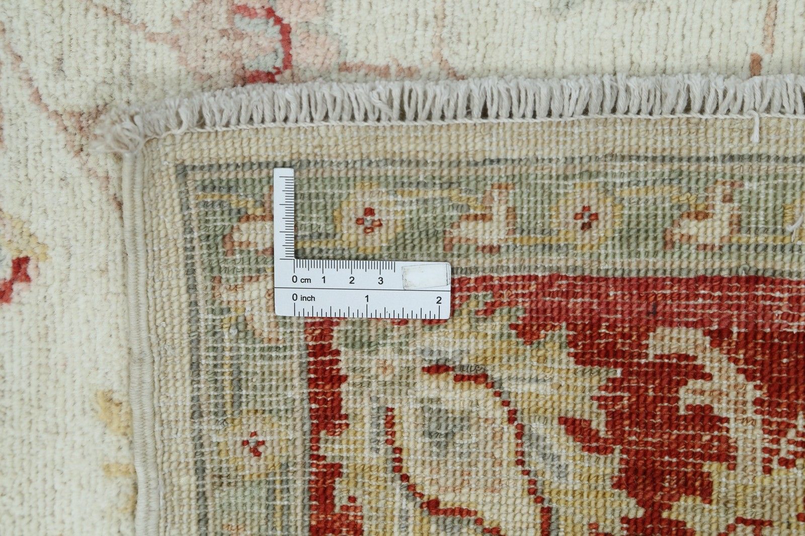 Tapis d'appoint turc noué à la main, motif floral, fond beige et bordure rouge, 120 x 180 cm photo 1182.0