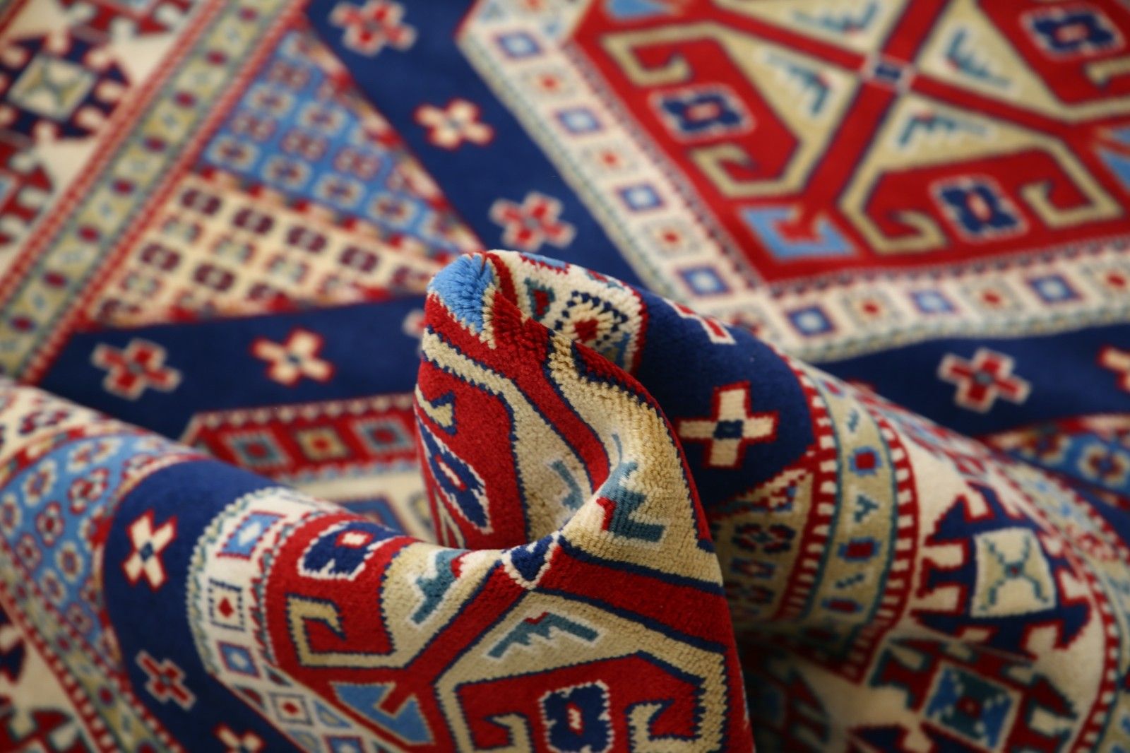 Tapis d'accent tribal noué à la main, 97 x 143 cm, motifs géométriques, pour entrée et chambre photo vinterior