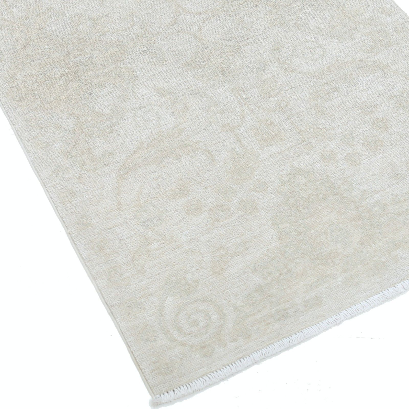 Tapis d'appoint turc noué à la main en laine beige, motif floral, 0,79 x 1,33 m photo vinterior
