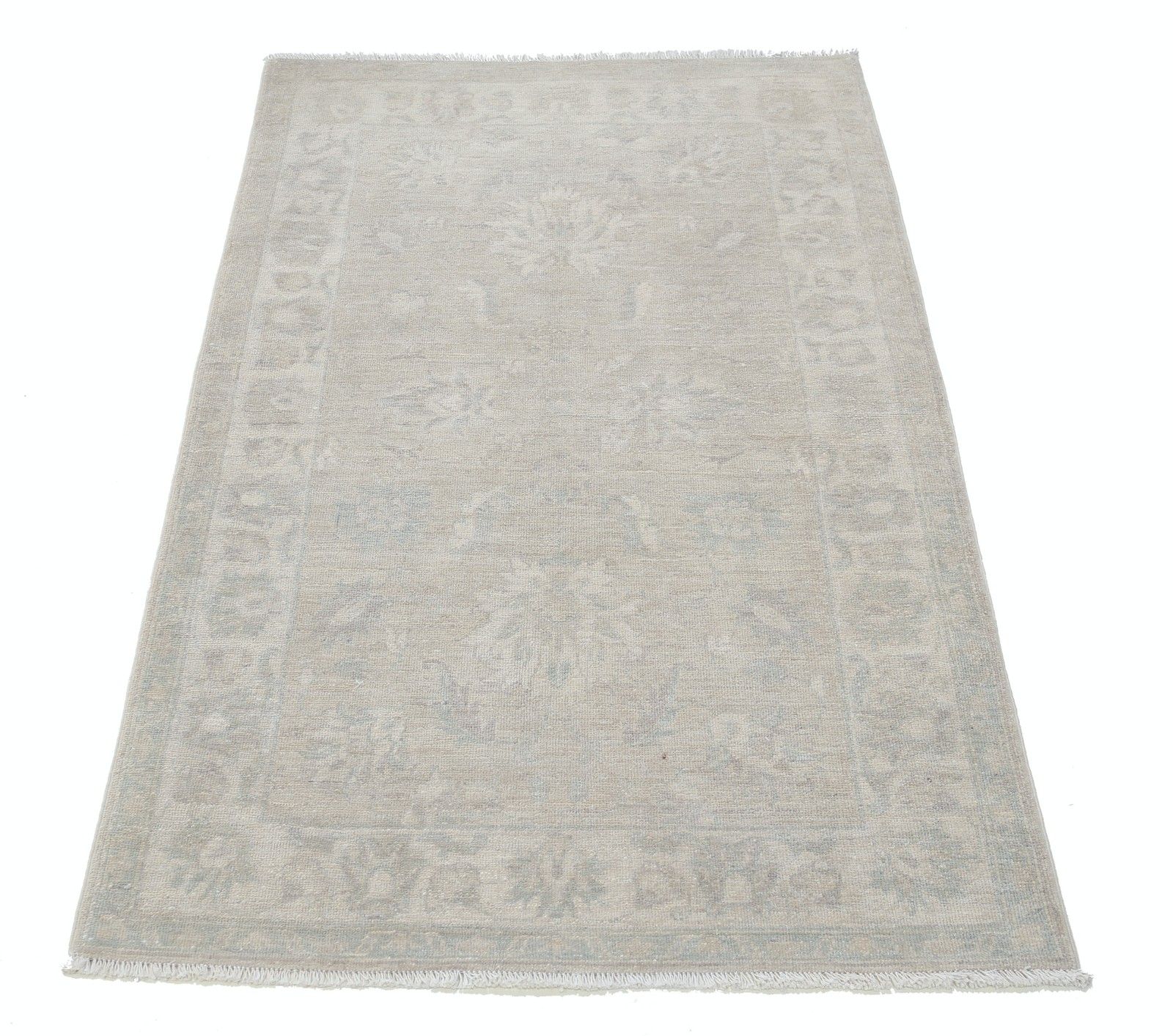 3x5 Ft Traditional Hand Knotted Accent Rug. Floral Wool Area Rug In Soft Tones photo Textiles