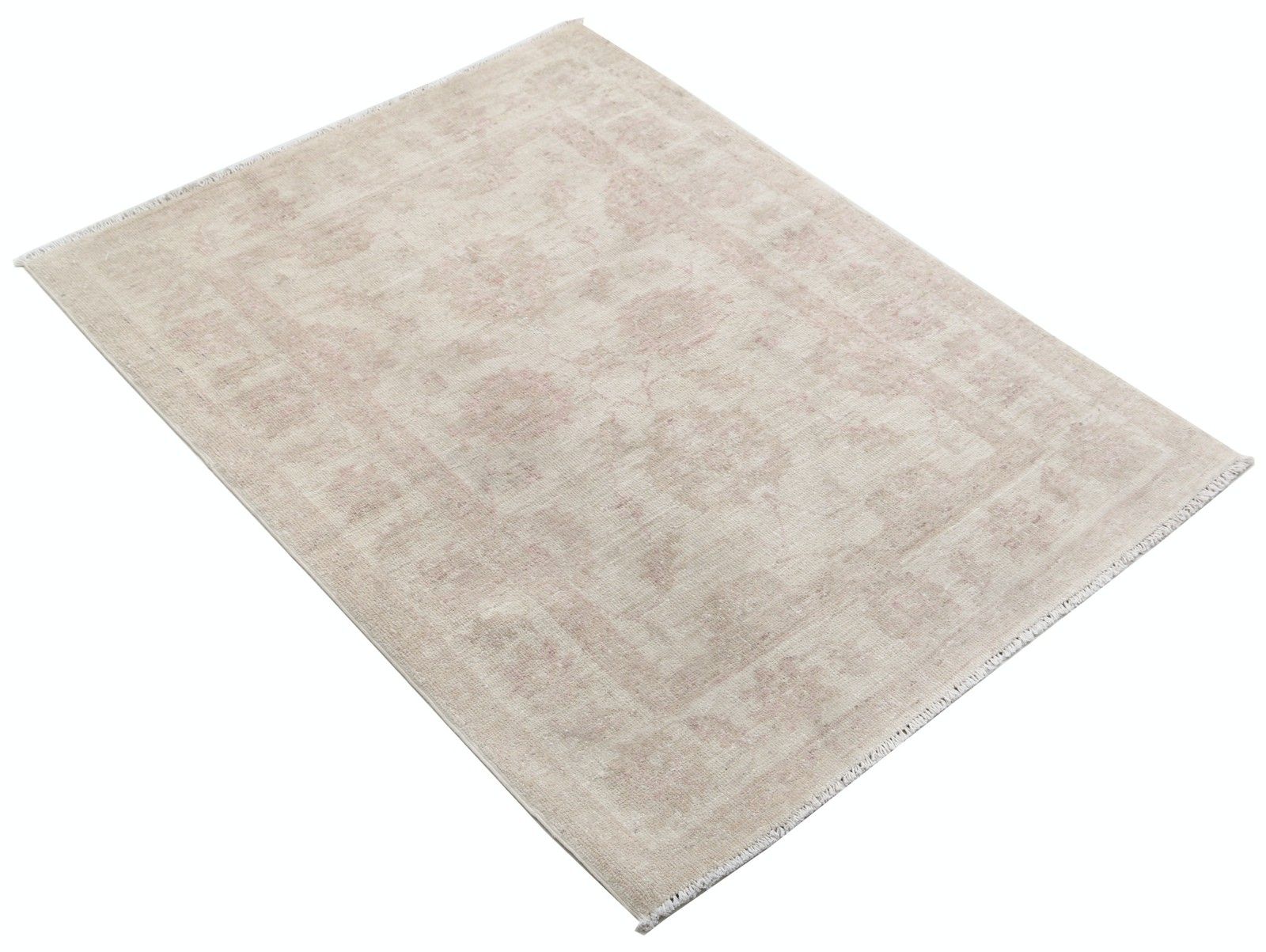 2,8 x 3,8 ft Handgeknoopt Beige Turks Wollen Vloerkleed met Allover Bloemmotief photo furniture